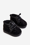 Children's Lace-up Snow Boots Insulated With Fur Black Hunter