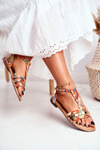 Elegant Sandals With Floral Pattern Orange Brooke