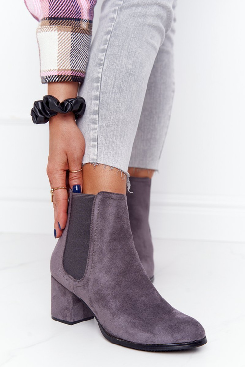 Women's Insulated Chelsea Boots On A Block Heel Grey Juliette