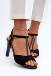 Women's High Heel Sandals with Embellished Straps Sergio Leone SK924 Black