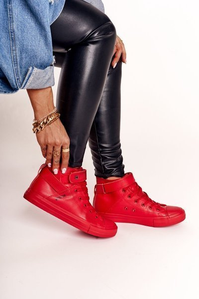 Women's Leather High Sneakers BIG STAR V274529 Red