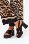 Ladies High Heel And Platform Sandals Made Of Eco Leather Black Annavin