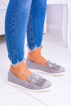 Grey Suede Mokassins with Vivaro Crystals