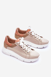 Comfortable Leather Platform Sneakers Beige Alisane