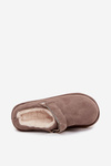 Women's slippers with strap Insulated with fur Dark beige Rilena