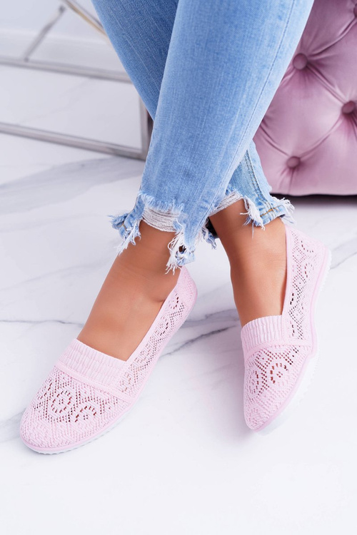Women's Lace Ballerinas Powder Pink Sensitive