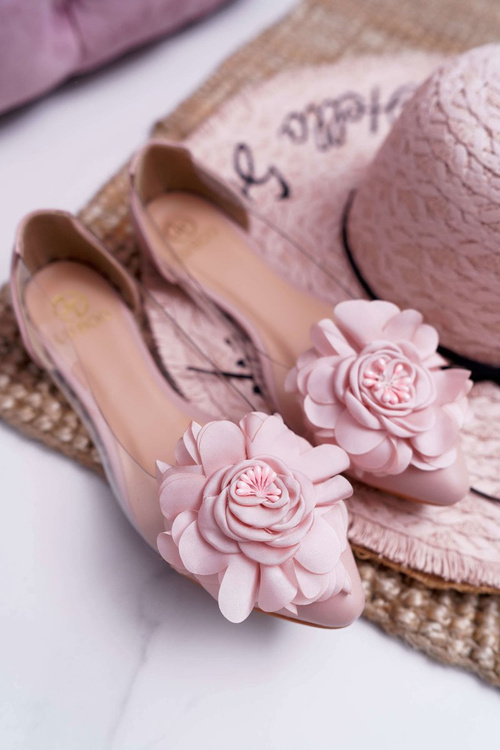 Women's Lu Boo Pink Ballerinas With Flower Transparent Dairin