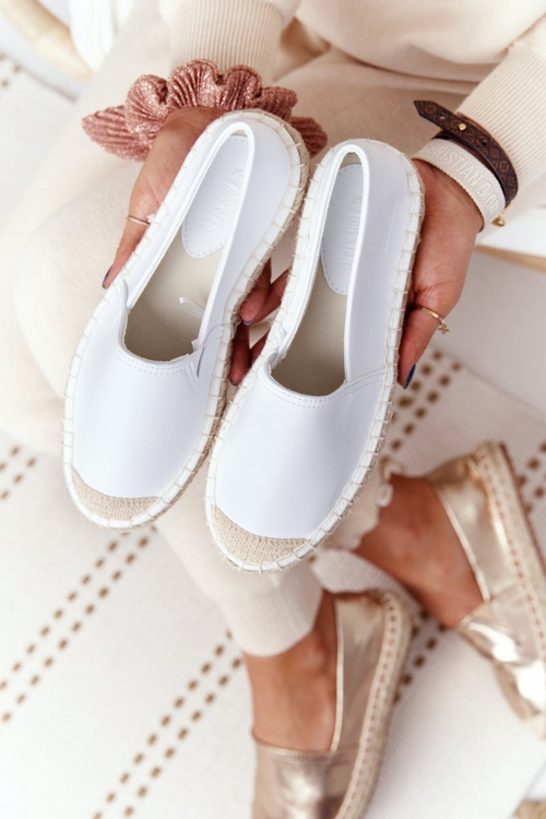 Espadryle Skórzane Pleciona Podeszwa Big Star Białe HH274506
