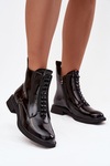 Patent leather women's ankle boots made of genuine leather D&A MR52-108 Black