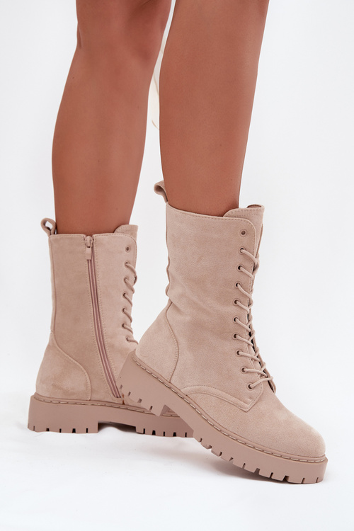 Women's Workery Boots Lined Beige Marvielle