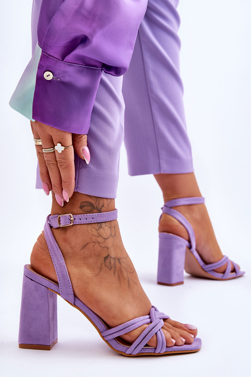 Classic Suede Heel Sandals Violet Bernett