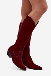 Cowboy Boots Made of Natural Suede Lined Zazoo 4225 Burgundy
