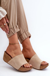 Zazoo 40311 Suede Women's Wedge Sandals in Beige