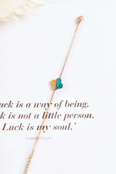 Chain Bracelet With A Clover Gold-green