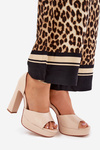 Womens Sandals On A Heel And Platform Eco Leather Beige Lomman
