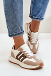 Buty Sportowe Sneakersy Platforma Panterka Beżowe Thari