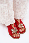 Women's Sandals On Flat Heel With Decoration S.Barski KV27-001 Red