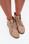 Leather Ankle Boots With Flat Heel Beige Zazoo 2964