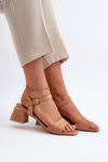 Women's Block Heel Sandals in Camel Eco Suede Leisha