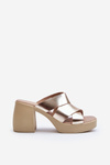 Zazoo 40373 Leather Mules With Block Heel Gold