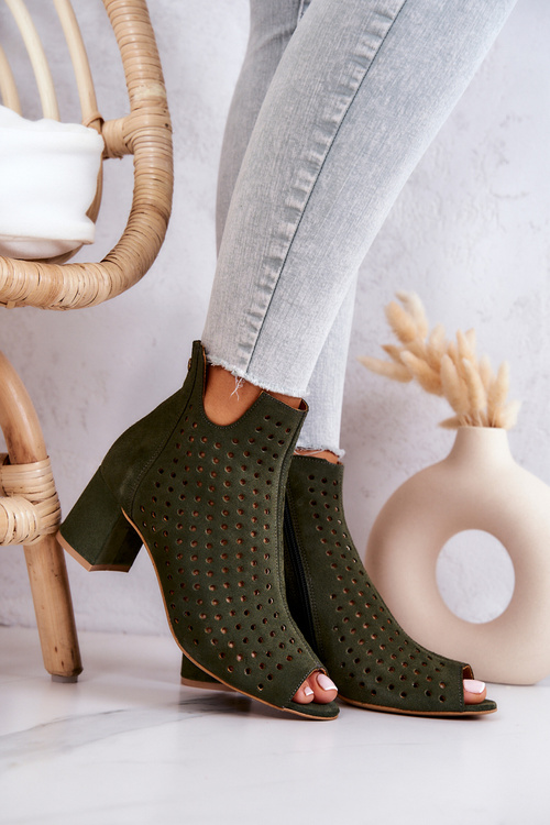 Suede Openwork Boots Maciejka 05420-09 Green