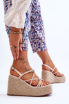 Fashionable Wedge Sandals With Braid Beige Nessia