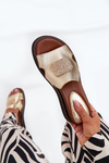 Ladies Wedge Sandals Eco Leather With Decoration Gold Sarela