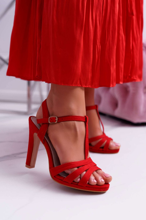 Women's Suede Sandals Red Silela