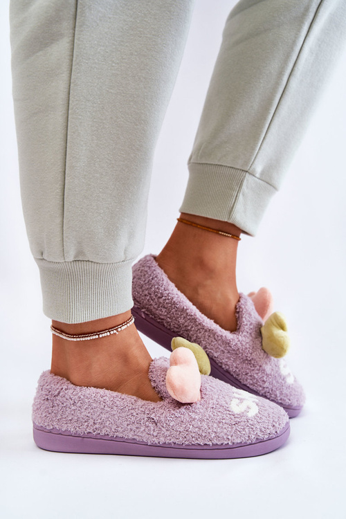 Papcie Damskie Wsuwane Serca Fioletowe Alasca