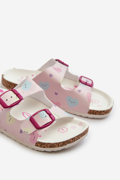 Children's Sandals With Buckles In Hearts Pink Abiding