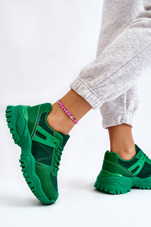 Buty Sportowe Sneakersy Modne Zielone Frezio
