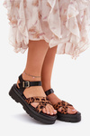 Ladies platform sandals in leopard print brown Gevinniser