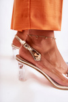 Elegant Sandals With Crystals Gold Lanette