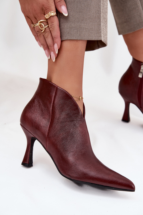 Patent Leather Low Women's Ankle Boots On Heel Bordeaux Jolivra