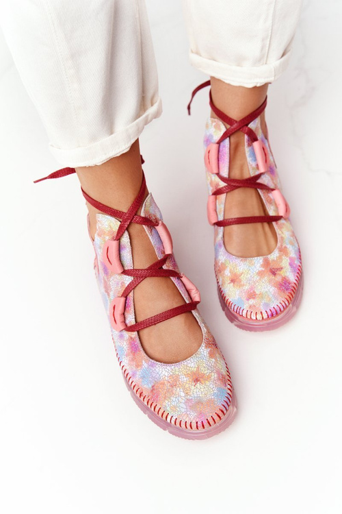 Damskie Skórzane Trzewiki Maciejka Róż 04457-15