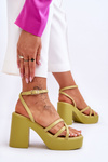Fashionable High Heels Sandals With Straps Lime Shemira