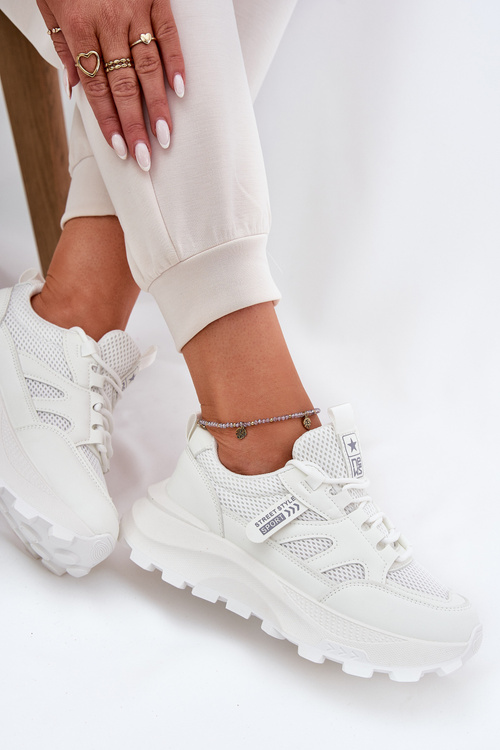 Sneakersy Buty Sportowe Damskie Na Masywnej Podeszwie Białe Prononice