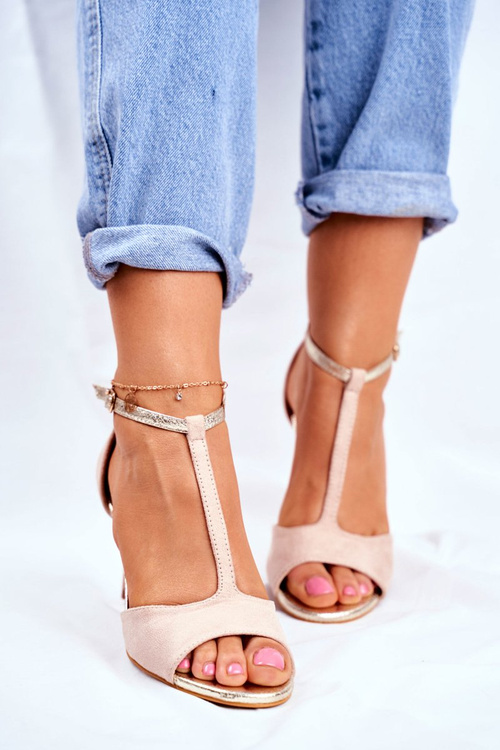 Sandals On High Heel S.Barski 280-58 Beige-Gold