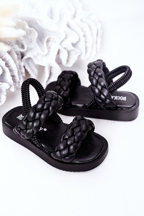 Children's Sandals With Drawstring Black Cutie-Pie