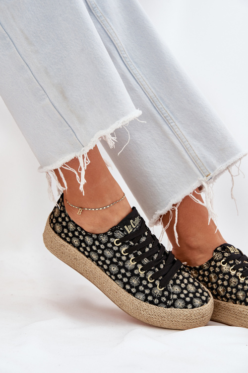 Patterned Women's Platform Sneakers With Braiding Lee Cooper LCW-25-08-3647L Black
