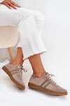 Suede Low Sneakers Women Dark Beige Zazoo N1068