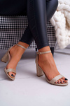 Women's Stiletto Sandals Brocade Gold Berglat