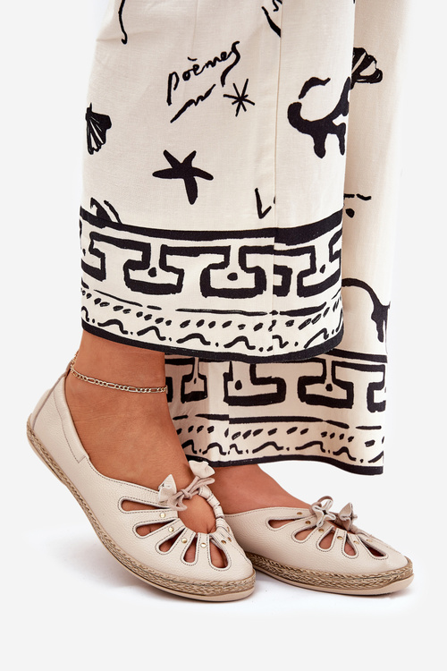 Flat Ballerinas Made Of Natural Leather Zazoo 10179 Beige