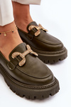 Women's Loafers With Decoration Dark Green Gargi