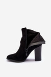 Leather Ankle Boots With Buckle On Heel Black Eftane