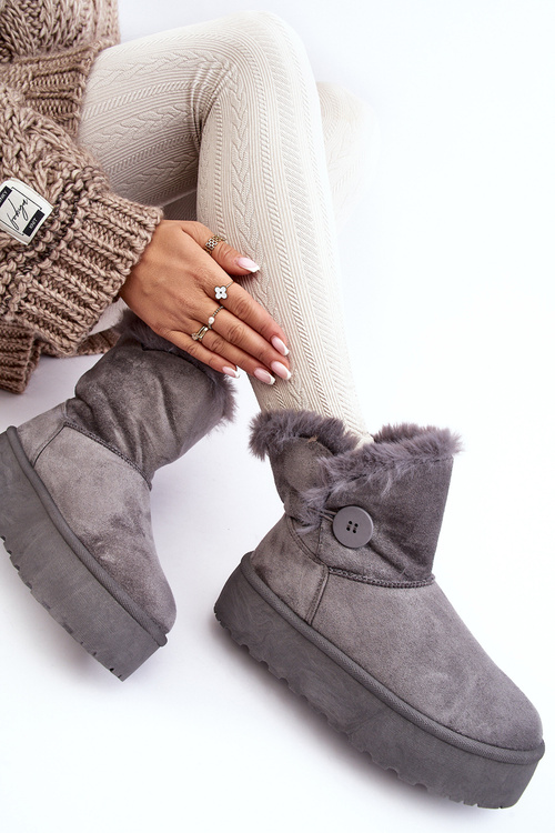 Women's Platform Snow Boots with Faux Fur Gray Wikas