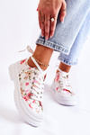Low Sneakers Tied With Flowers White Amissa