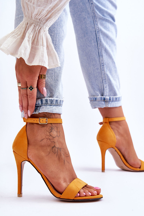 High Heel Suede Sandals Yellow Liberty