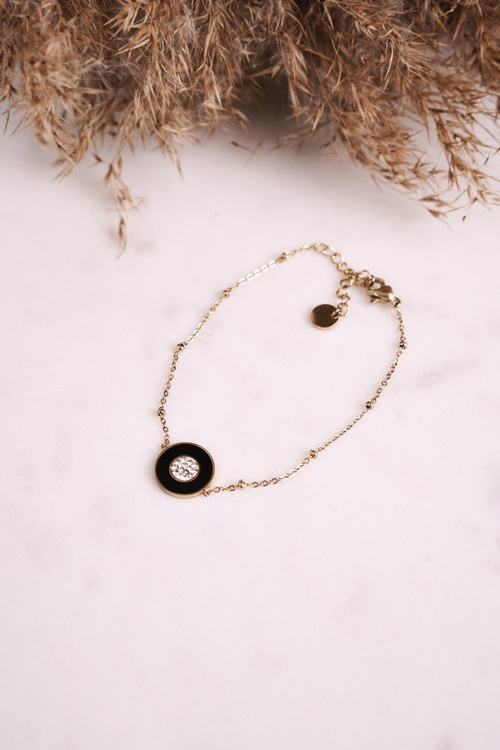 Bransoletka Celebrytka z Kółeczkiem i Cyrkoniami Złota Laurie