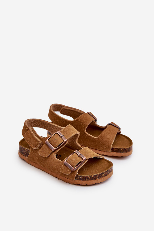 Children's Sandals on Cork Platform with Velcro Closure Camel Rorria